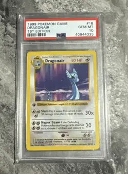 1999 Pokemon Base Set 1st Edition Dragonair 18/102 Rainbow Error PSA 10 Gem Mint - Image 1
