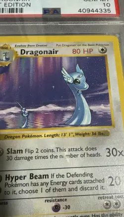 1999 Pokemon Base Set 1st Edition Dragonair 18/102 Rainbow Error PSA 10 Gem Mint - Image 2