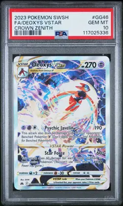 2023 POKEMON SWORD & SHIELD CROWN ZENITH #GG46 FULL ART/DEOXYS VSTAR PSA 10 GEM - Image 1