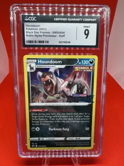 Pokemon Houndoom SWSH090 Prerelease Promo Battle Styles STAFF CARD -Stamped -TCG - Image 1