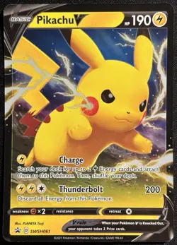 Pikachu V SWSH061 - Black Star Promo Sword & Shield Pokemon TCG - LP Card - Image 1