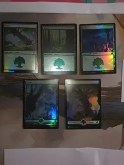 Foil Basic Land Forest x5 lot MTG Magic the Gathering These 5 - Image 1