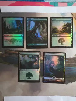 Foil Basic Land Forest x5 lot MTG Magic the Gathering These 5 - Image 1