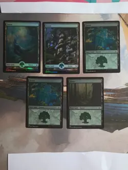 Foil Basic Land Forest x5 lot MTG Magic the Gathering These 5 - Image 1