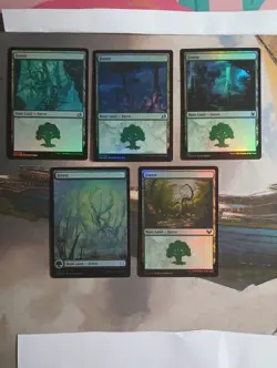 Foil Basic Land Forest x5 lot MTG Magic the Gathering These 5 - Image 1