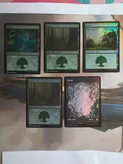 Foil Basic Land Forest x5 lot MTG Magic the Gathering These 5 - Image 1