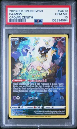 2023 POKEMON SWORD & SHIELD CROWN ZENITH #GG10 FULL ART/MEW PSA 10 - Image 1