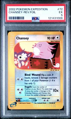 (PSA 5) Pokemon: Expedition - Chansey #72 [Reverse Holo] - Image 1