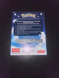 Pokemon Scarlet And Violet Serial Codes Shiny Koraidon or Miraidon UNSCRATCHED! - Image 2