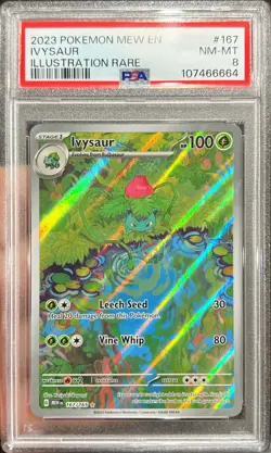 2023 Pokemon 151 Ivysaur Illustration Rare 167/165 English PSA 8 NM-MT - Image 1