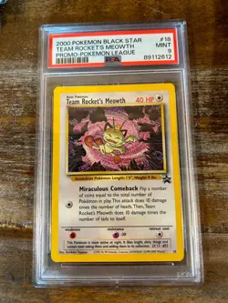 POKEMON 2000 League Black Star Promo TEAM ROCKET'S MEOWTH #18 PSA 9 Mint - Image 1