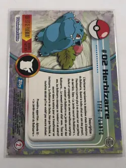 Pokemon - TV Animation - TOPPS - #02 Herbizarre - Blue Logo - Occasion - FR - Image 2