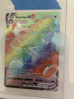 Pokemon TCG Snorlax VMAX Sword & Shield Holo Card 206/202 Secret Rare Rainbow - Image 1