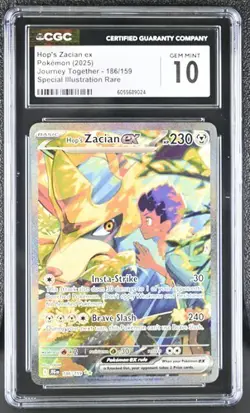 Pokemon Journey Together Hop's Zacian ex 186/159 SIR CGC GM 10 - Image 1