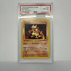 Pokemon PSA 10 1st Edition Shadowless Base Set Magmar (36/102) GEM MINT - Image 1