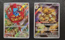 Pokemon Center Riolu and Alakazam Stamped Promo 009 010 Mega Evolution Cards - Image 1