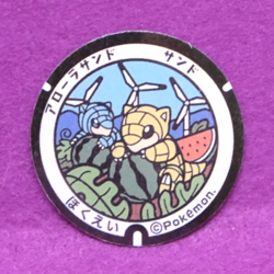 Alolan Sandshrew Pokemon Manhole Type Seal Sticker Nintendo Japanese F/S - Image 1
