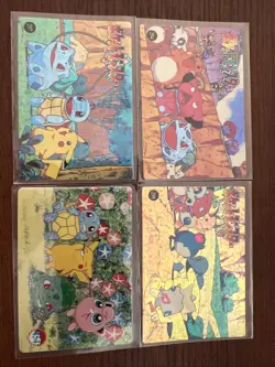 Pokemon Vintage Vending Machine Stickers Lot of 4 Holo Prism Cards - Image 1