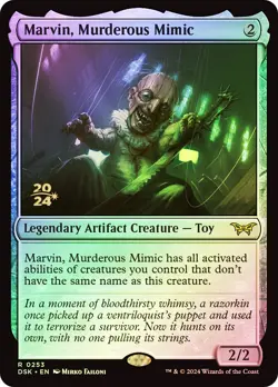 MTG FOIL Marvin, Murderous Mimic Prerelease Duskmourn House of Horror - Promo: - Image 1