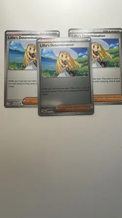 3 Lillie’s Determination Cards. 2 Regular, 1 Holo. Pokemon Mega Evolution - Image 1