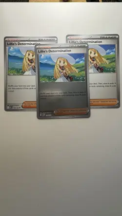 3 Lillie’s Determination Cards. 2 Regular, 1 Holo. Pokemon Mega Evolution - Image 2