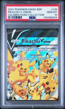 2021 POKEMON SWSH BLACK STAR PROMO CELEBRATIONS COLL #139 PIKACHU V-UNION PSA 10 - Image 1