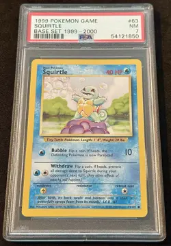 Squirtle 63 - 1999/2000 Variation - Pokemon Base Set - PSA 7 NM - Image 1