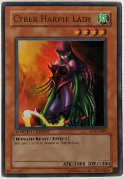 YuGiOh Cyber Harpie Lady SP1-EN001 LP Ultra Rare Sneak Preview Series 1 - Image 1