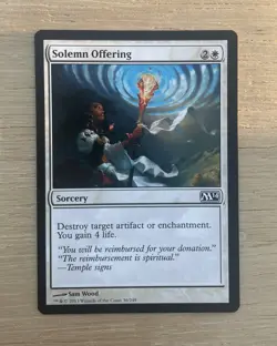 MTG 2014 Magic The Gathering Card Solemn Offering Sorcery White M14 Sam Wood - Image 1