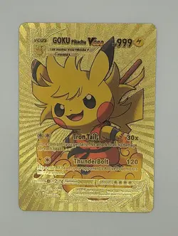 PIKACHU POKEMON GOKU DRAGON BALL Z DBZ PIKA CARTE CARD DORE HOLO MANGA 17/55 - Image 1