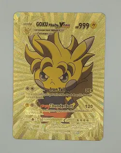 PIKACHU POKEMON GOKU DRAGON BALL Z DBZ PIKA CARTE CARD DORE HOLO MANGA 16/55 - Image 1
