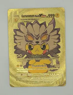PIKACHU POKEMON GARRURUMON DIGIMON PIKA CARTE CARD HOLO DORE FLASH FOIL 15/55 - Image 1