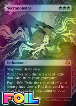 x1 Necropotence WOT MTG 31 FOIL SHOWCASE BORDERLESS MYTHIC M/NM 1x - Image 1