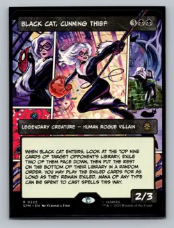 2025 MTG Marvel Spider-Man Black Cat, Cunning Thief (Borderless) 0222 R - Image 1