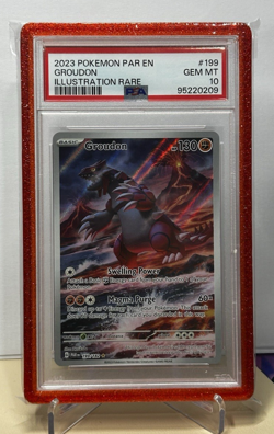 PSA 10 Pokemon Groudon 199/182 Paradox Rift Illustration Rare Holo W/ Red Guard - Image 1