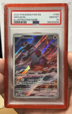 PSA 10 Pokemon Groudon 199/182 Paradox Rift Illustration Rare Holo W/ Red Guard - Image 3