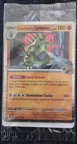 **SEALED** Team Rocket's Tyranitar (Pokemon Center Exclusive) 096/182 - Image 1