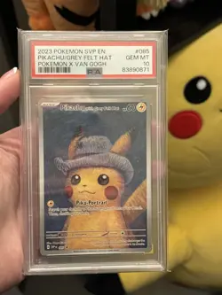 2023 Pokemon Black Star Promo Pikachu with Grey Felt Hat Van Gogh 085 PSA 10 - Image 1