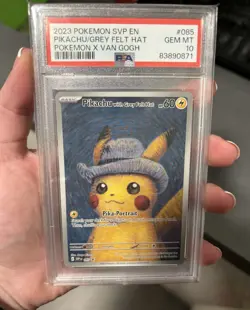 2023 Pokemon Black Star Promo Pikachu with Grey Felt Hat Van Gogh 085 PSA 10 - Image 2