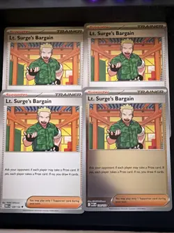Lt. Surge’s Bargain 120/132 Pokemon Mega Evolution 4x Playset (1) Reverse Holo - Image 1