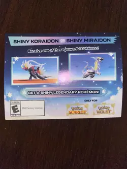 Shiny Koraidon Or Shiny Miraidon Pokemon GameStop Promo Code NM Not Scratched - Image 1