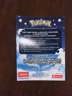 Shiny Koraidon Or Shiny Miraidon Pokemon GameStop Promo Code NM Not Scratched - Image 2