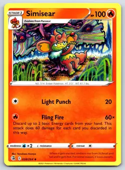 Simisear - Fusion Strike 038/264 Tomokazu Komiya Pokemon Card NM - Image 1