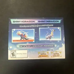 Shiny Koraidon & Miraidon Pokemon Scarlet Violet Code Card - Gamestop Promo - Image 1