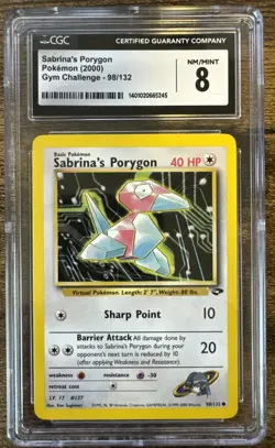 Sabrina's Porygon - CGC NM/MINT 8 - Pokemon TCG, Gym Challenge (Vintage, 2000) - Image 1