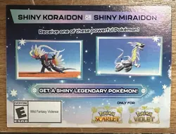 Pokemon Scarlet And Violet Serial Codes Shiny Koraidon or Miraidon UNSCRATCHED! - Image 1