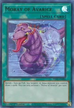 Yugioh! LP Moray of Avarice - POTE-EN084 - Ultra Rare - 1st Edition Lightly Play - Image 1