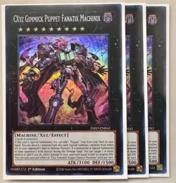 Yugioh! 3x CXyz Gimmick Puppet Fanatix Machinix INFO-EN043 Super Rare 1st Ed NM - Image 1