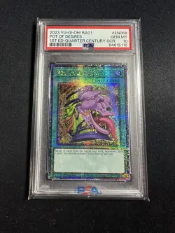 PSA 10 Yugioh! Pot of Desires RA01-EN056 Quarter Century Secret Rare - Image 1