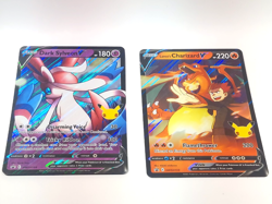 Pokemon TCG Jumbo Oversized Promo Card Set Lance's Charizard V & Dark Sylveon V - Image 1
